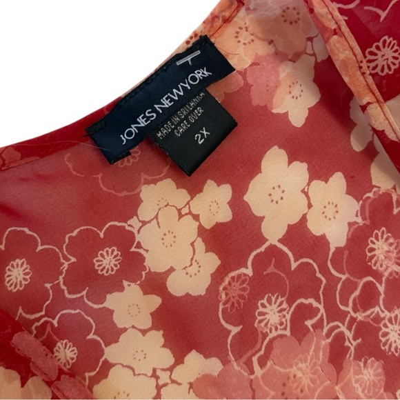 Jones New York Vintage Red Floral Kimono - Picture 4 of 5